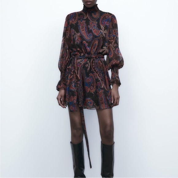 Zara Dresses & Skirts - Zara Red and Black Ruffled Tie Front Dress